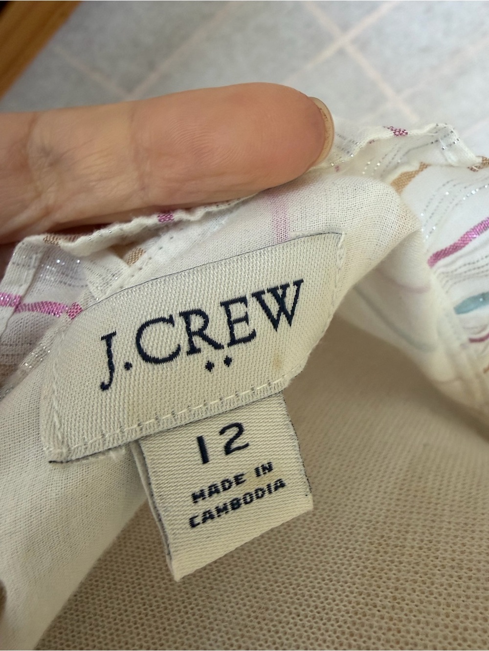 J. Crew White Midi Dress with Metallic Pastel Stripes - Picture 7 of 7